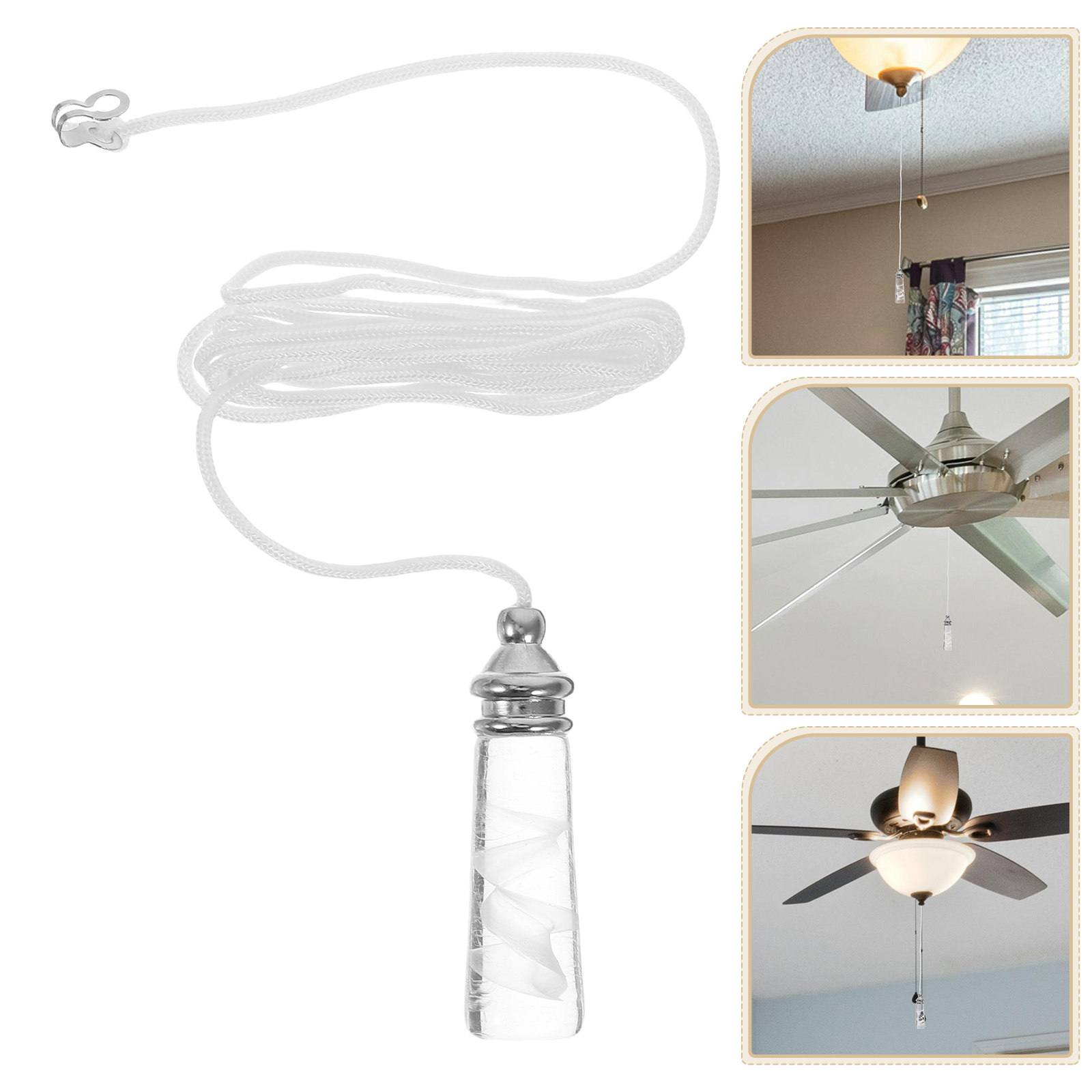 Decor Lighting Ceiling Fans - Deckenventilator-Zugkette, dekorative Glas-Pendelleuchtenkette, Verlängerung, Ornament-Ersatz für
