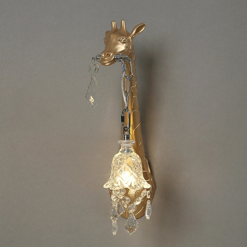 Decor Lighting Sales - Harz-Giraffen-LED-Wandleuchte für Nachttischbeleuchtung, Flur, Wohnzimmer-Dekor, G9-Glühbirne,