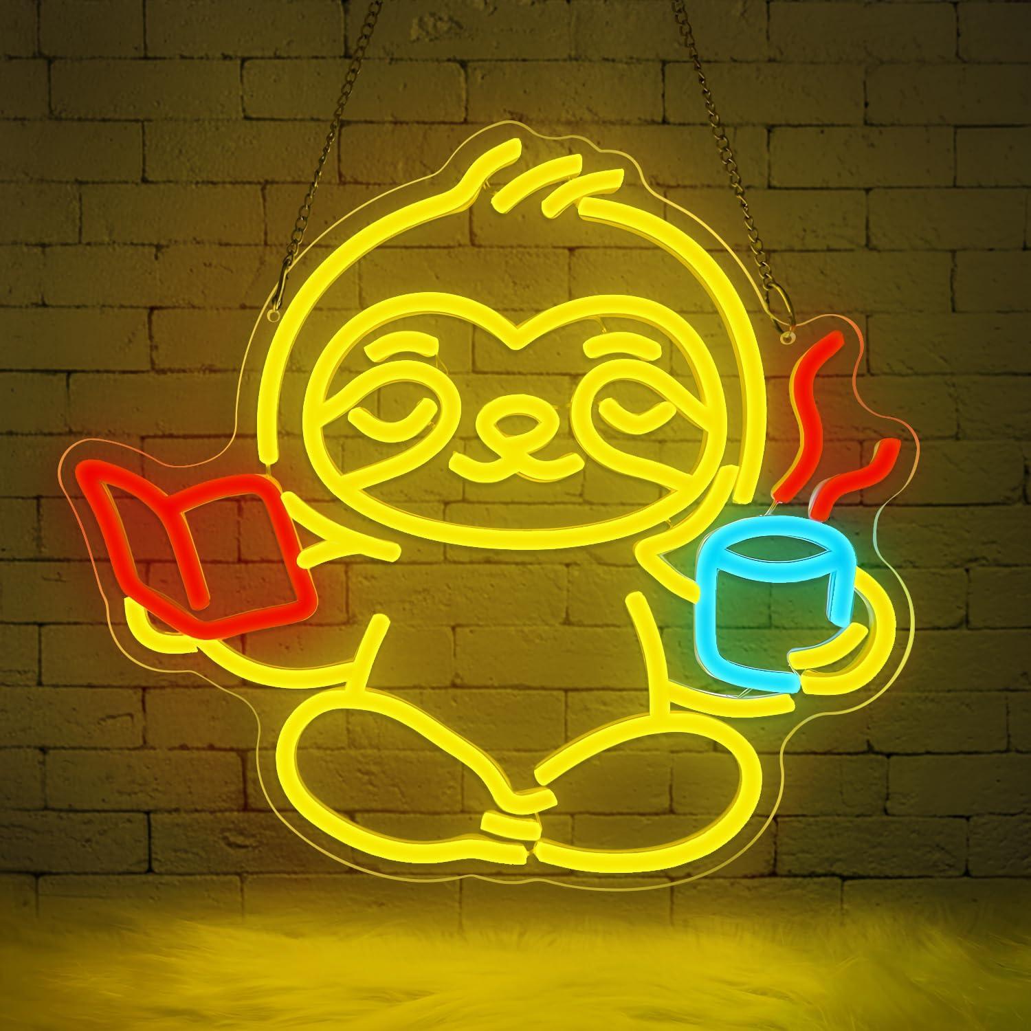 Lighting Decor For Living Room - Faultier Neon-Schild USB Dimmbares LED-Licht für