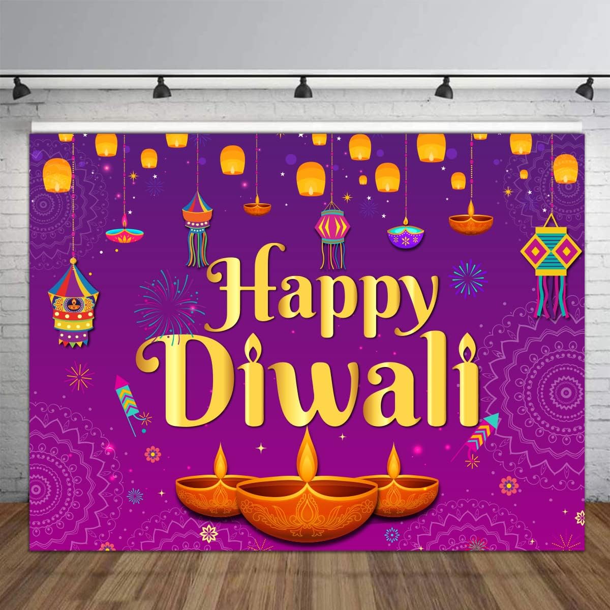 Decor Lighting India - Happy Diwali Hintergrund, 1,5 x 2,1
