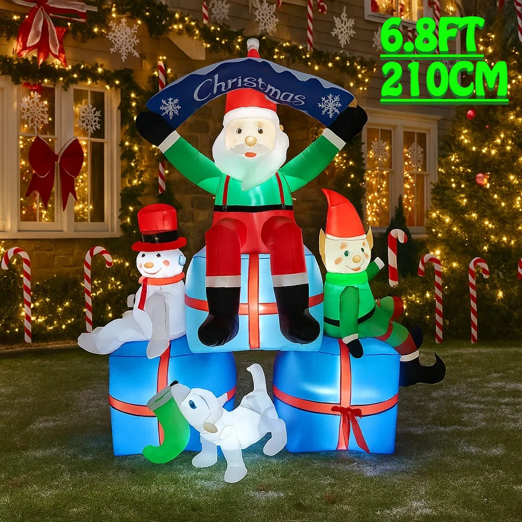 Santa'S Elves Holiday Lighting & Decor Llc - 2,1 m/6,8 ft Santa Schneemann Elf