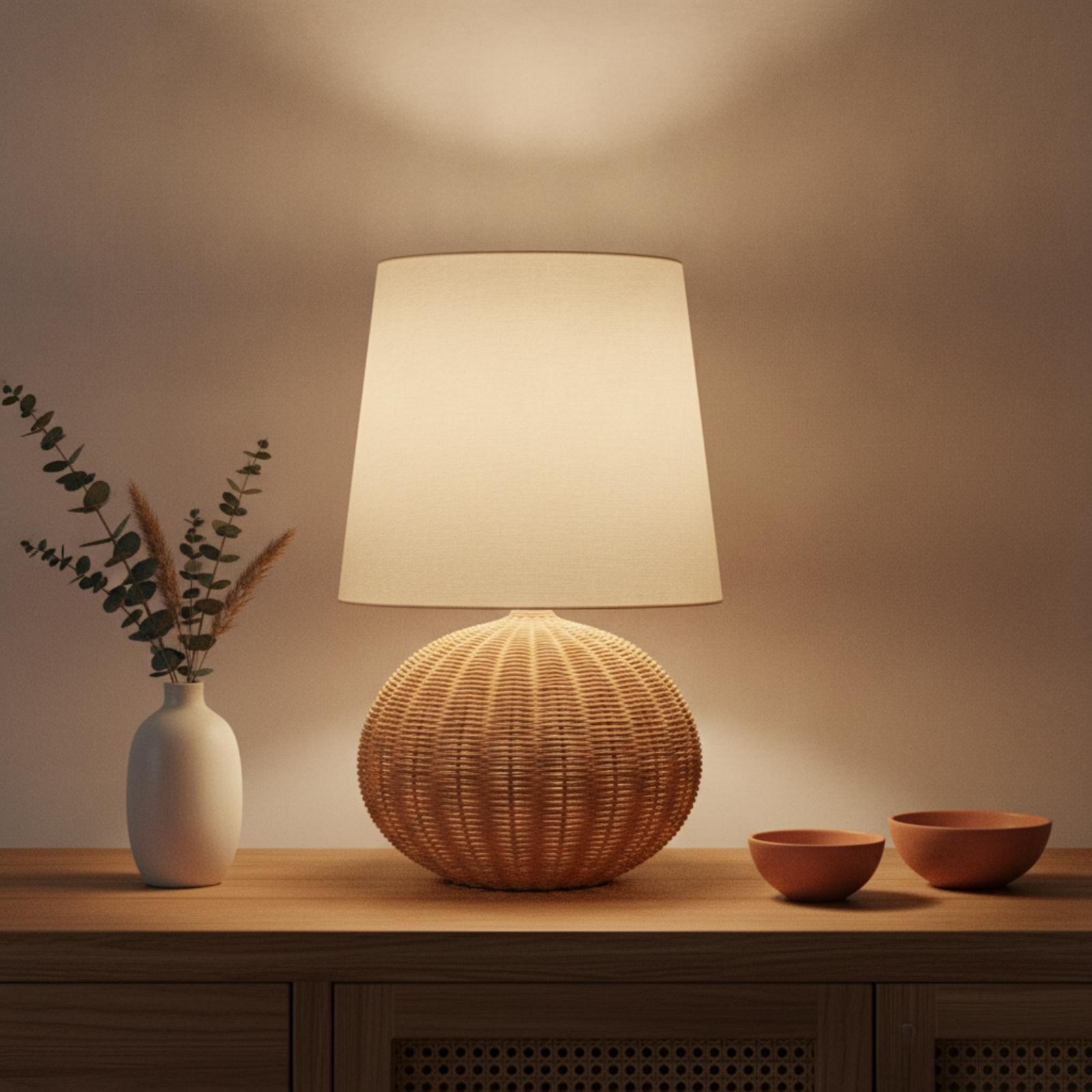 Nachttischlampe mit Rattanfuß  – Lighting Decor For Living Room Bewertung und Preis
