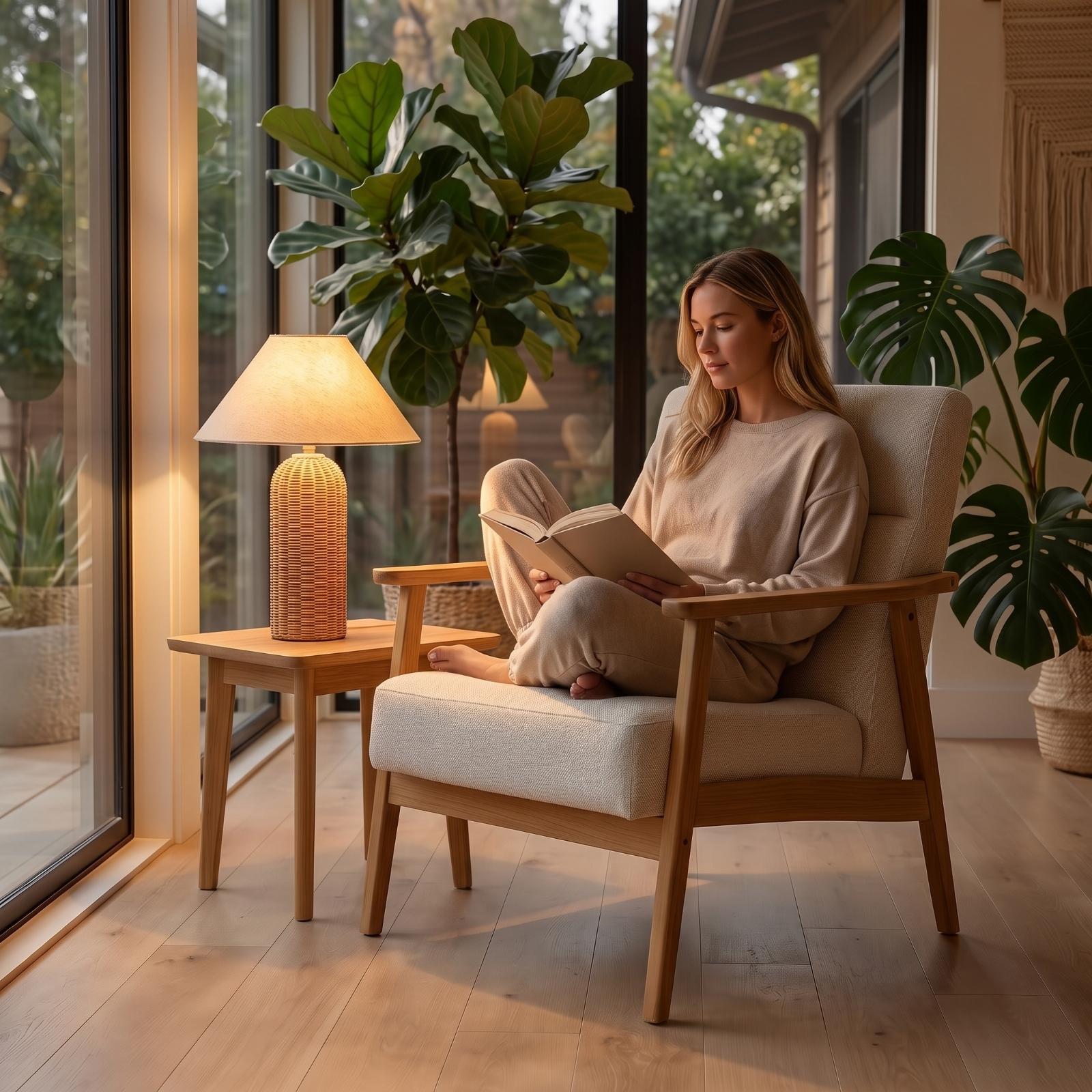 Nachttischlampe mit Rattanfuß  – Lighting Decor For Living Room Bewertung und Preis
