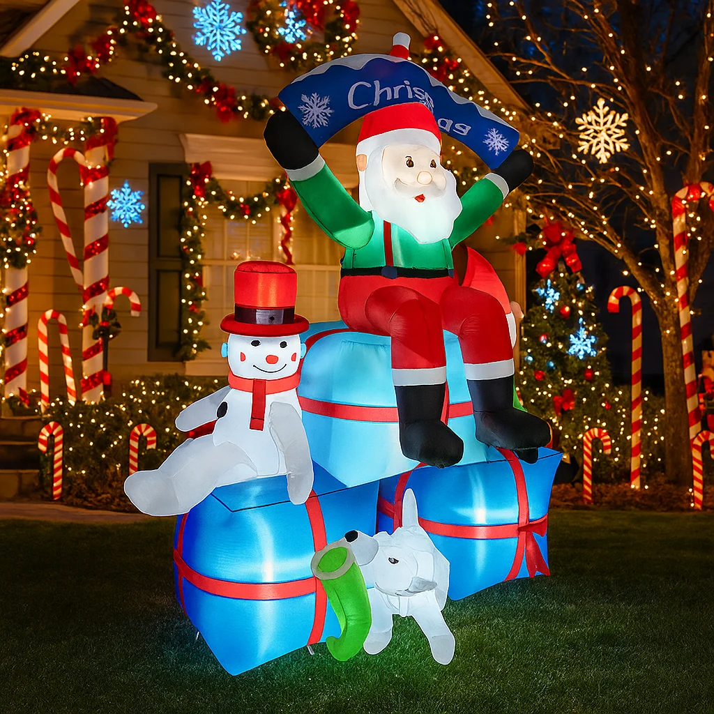 2,1 M/6,8 FT Aufblasbare Santa – Santa'S Elves Holiday Lighting & Decor Llc Bewertung und Preis